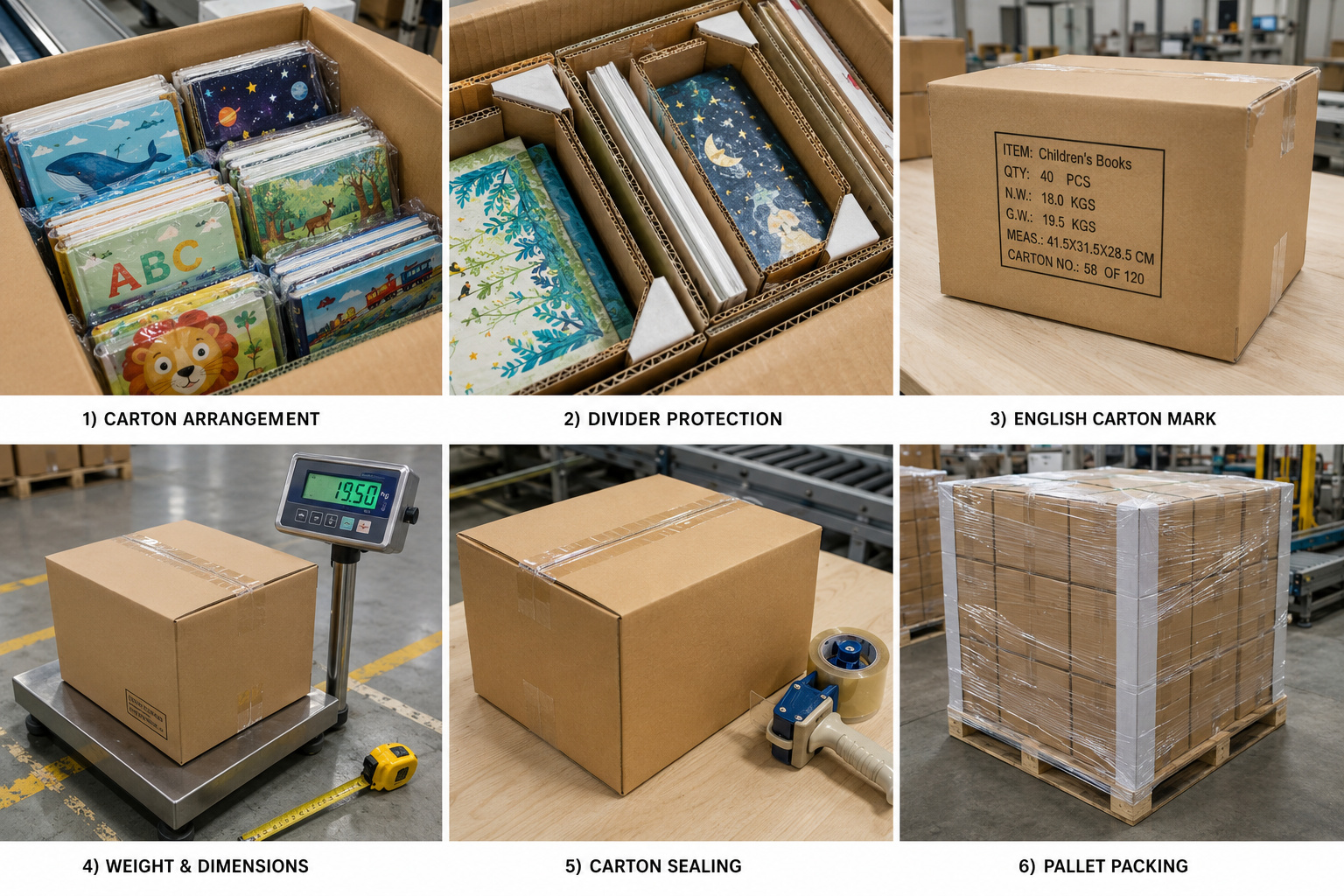Children’s book export packing and carton marking process
