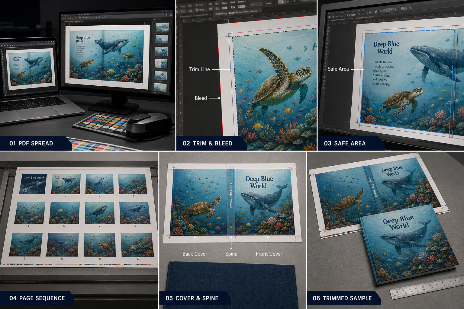 Custom book prepress size and page layout setup